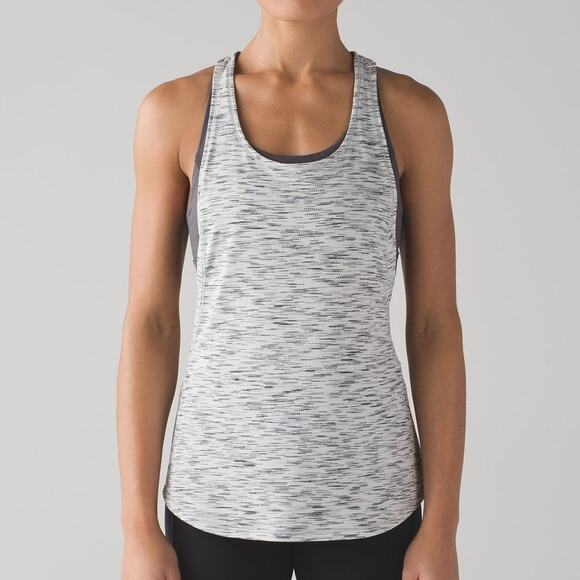 Lululemon On Track Gray Space Dye Luxtreme Luon Athletic Layered Tank Top - Picture 1 of 14